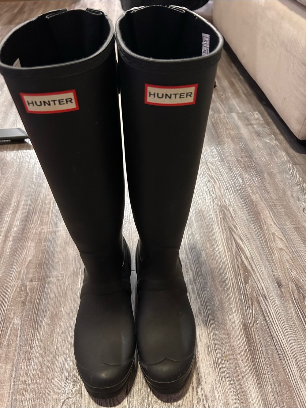 Hunter Black Tall Waterproof Rain Boots with Logo
